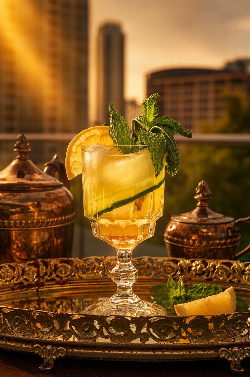 Crown Jewel mocktail at sunset